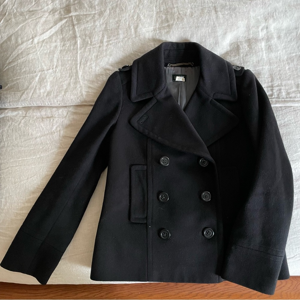 J.crew black wool pea coat with thinsulate size 2 GUC